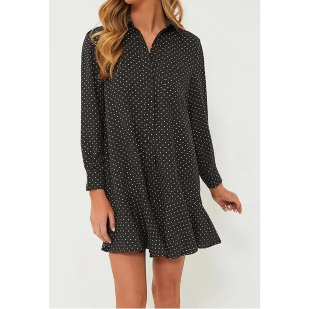 Tuckernuck Polka Dot Crepe Callahan Shirt Dress Espresso Brown‎ Mini Preppy XS